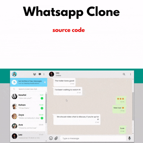 create a whatsapp web clone with html css.gif